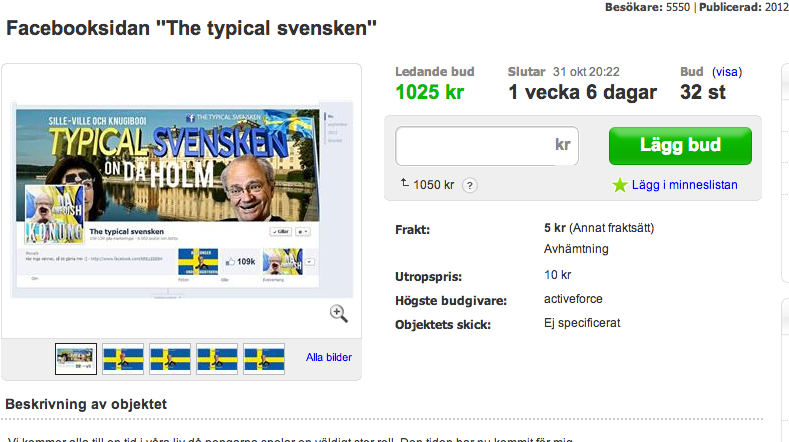 chris hasselgren, Auktion, Facebook, 100 000, the typical svensken